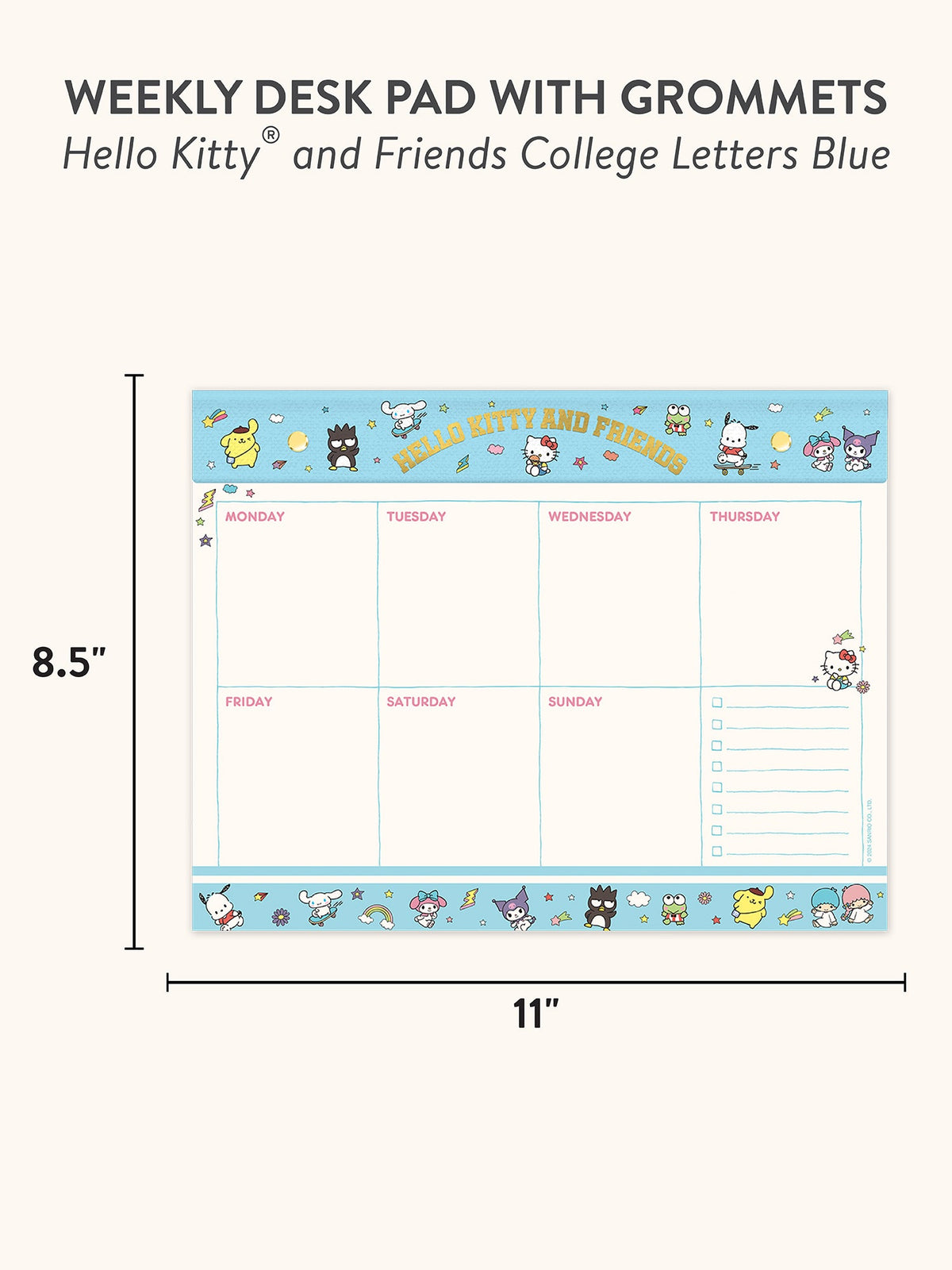 Hello Kitty and Friends x Studio Oh! College Letters Blue Weekly Desk Pad