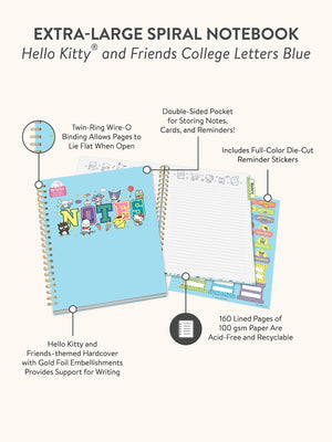 Hello Kitty and Friends x Studio Oh! College Letters Blue Extra-Large Spiral Notebook