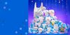 Collection of plush toys with star decorations on a blue background
