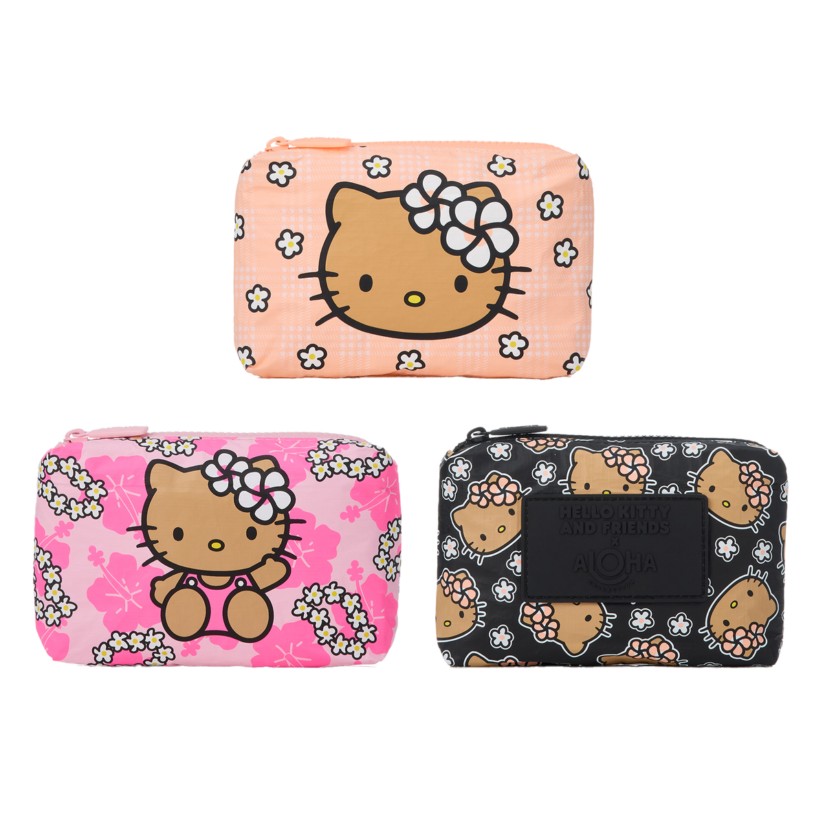 Hello Kitty x Aloha Collection 3-pc Mini Pouch Set (Palaka Pua) Bags Aloha Collection Inc