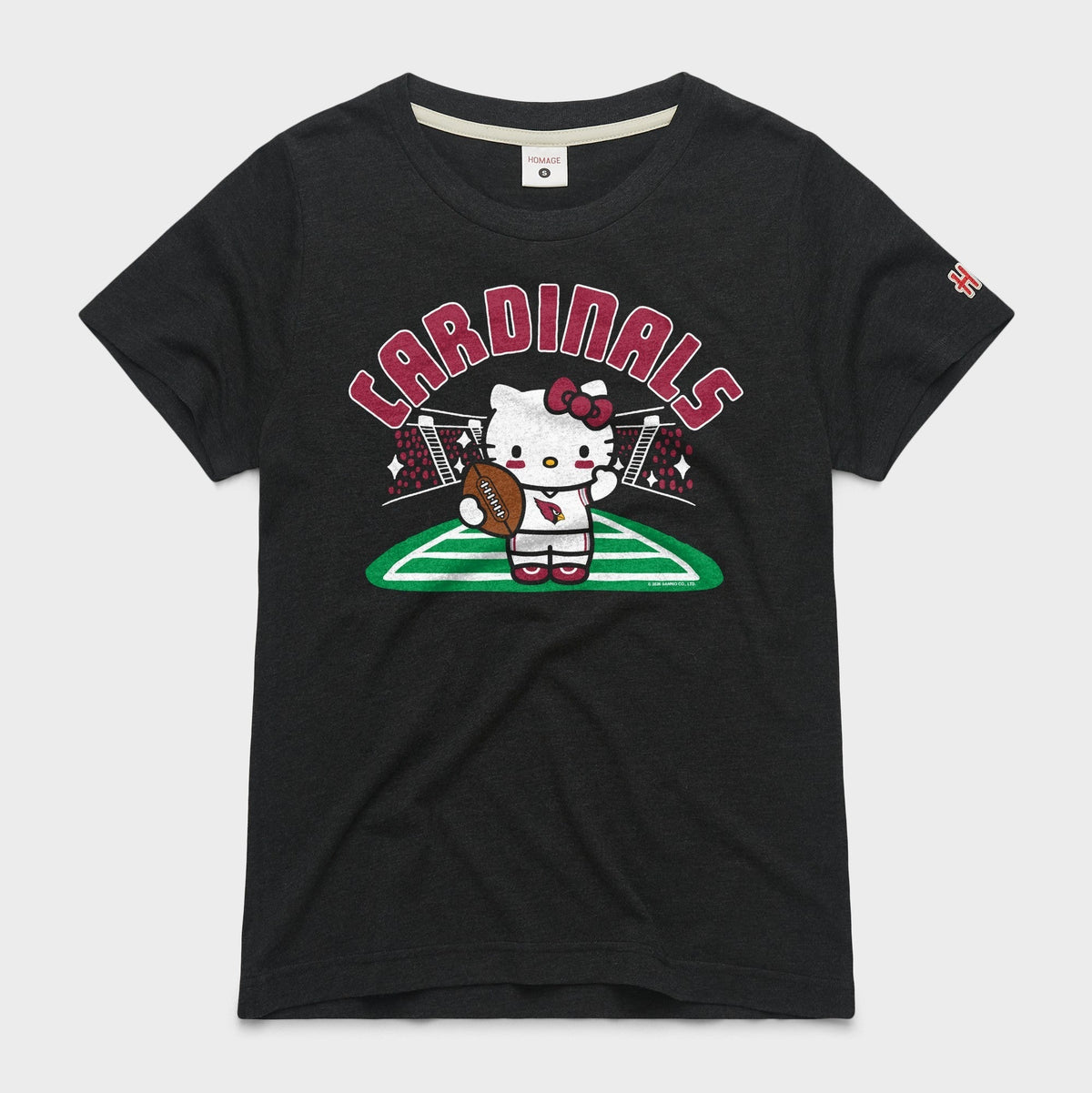 Hello Kitty x Arizona Cardinals Football Tee (Womens) Apparel HOMAGE Charcoal XS