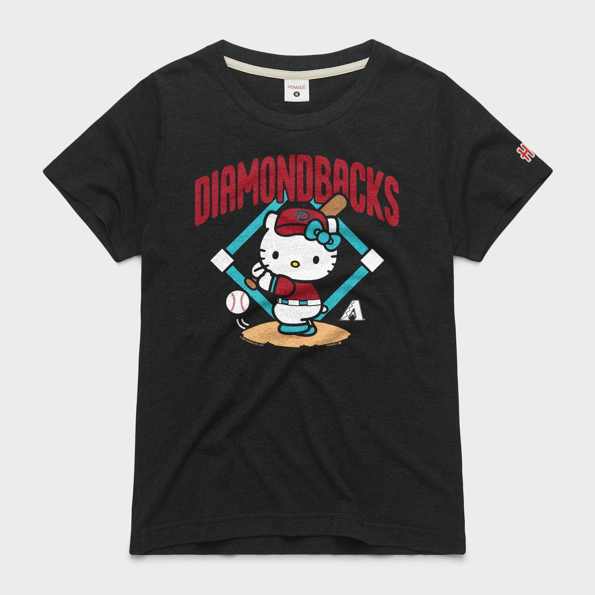 Hello Kitty x Arizona Diamondbacks Swing Tee (Womens) Apparel HOMAGE Charcoal XS