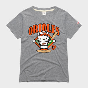 Hello Kitty x Baltimore Orioles Batter Tee (Womens) Apparel HOMAGE Grey XS
