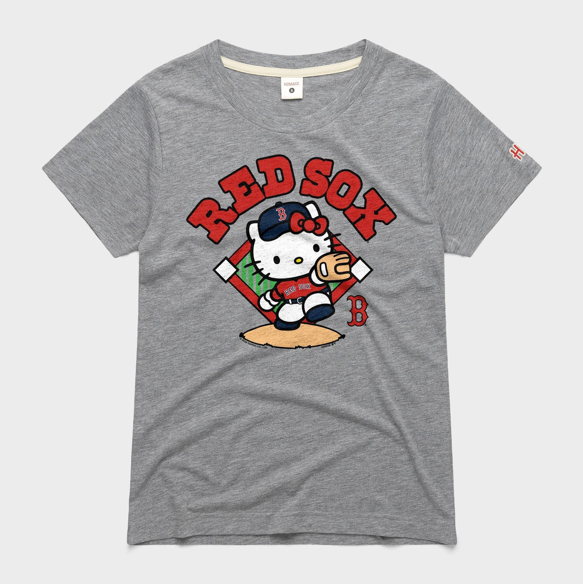 Hello Kitty x Boston Red Sox Throw Tee (Womens) Apparel HOMAGE Grey XS