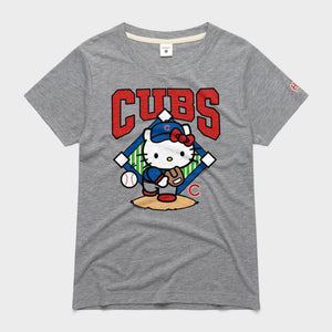 Hello Kitty x Chicago Cubs Pitch Tee (Womens) Apparel HOMAGE Grey XS