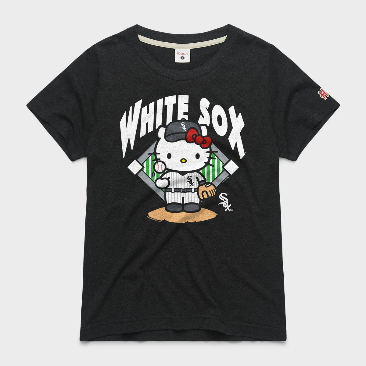 Hello Kitty x Chicago White Sox Toss Tee (Womens) Apparel HOMAGE Charcoal XS