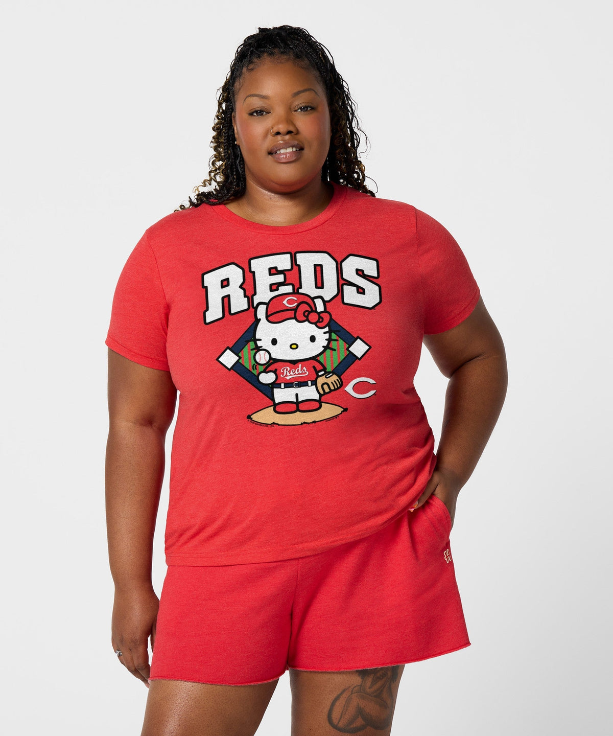 Hello Kitty x Cincinnati Reds Toss Tee (Womens) Apparel HOMAGE