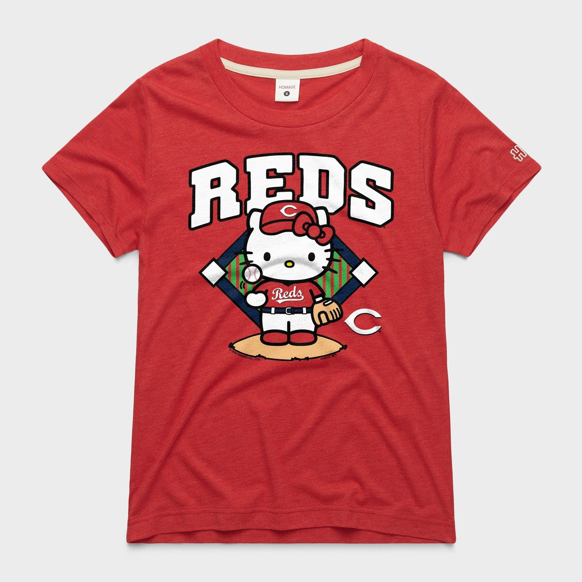 Hello Kitty x Cincinnati Reds Toss Tee (Womens) Apparel HOMAGE Red XS