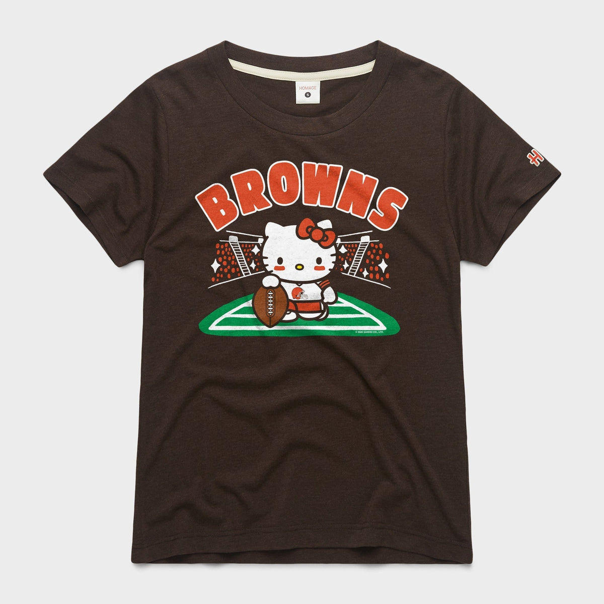 Hello Kitty x Cleveland Browns Holder Tee (Womens) Apparel HOMAGE Brown XS