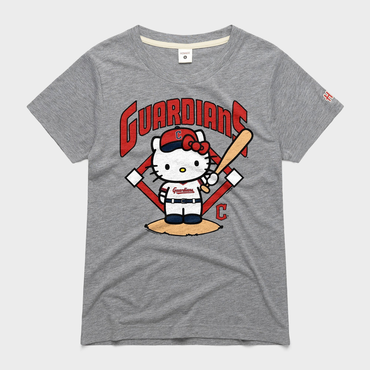 Hello Kitty x Cleveland Guardians Batter Tee (Womens) Apparel HOMAGE Grey XS
