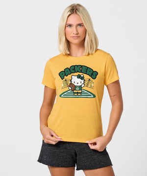Hello Kitty x Green Bay Packers Football Tee (Womens) Apparel HOMAGE