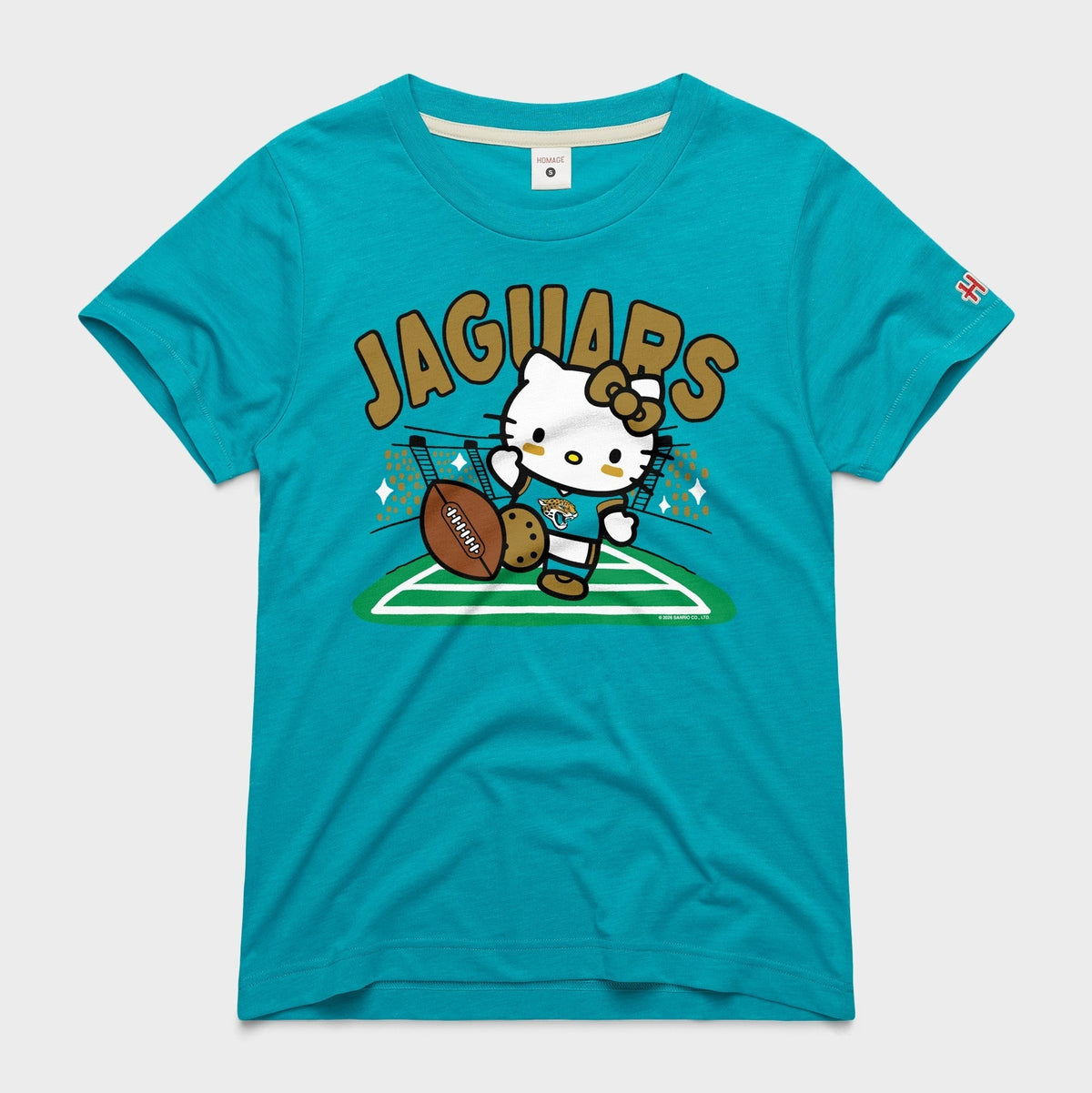 Hello Kitty x Jacksonville Jaguars Kickoff Tee (Womens) Apparel HOMAGE Teal XS