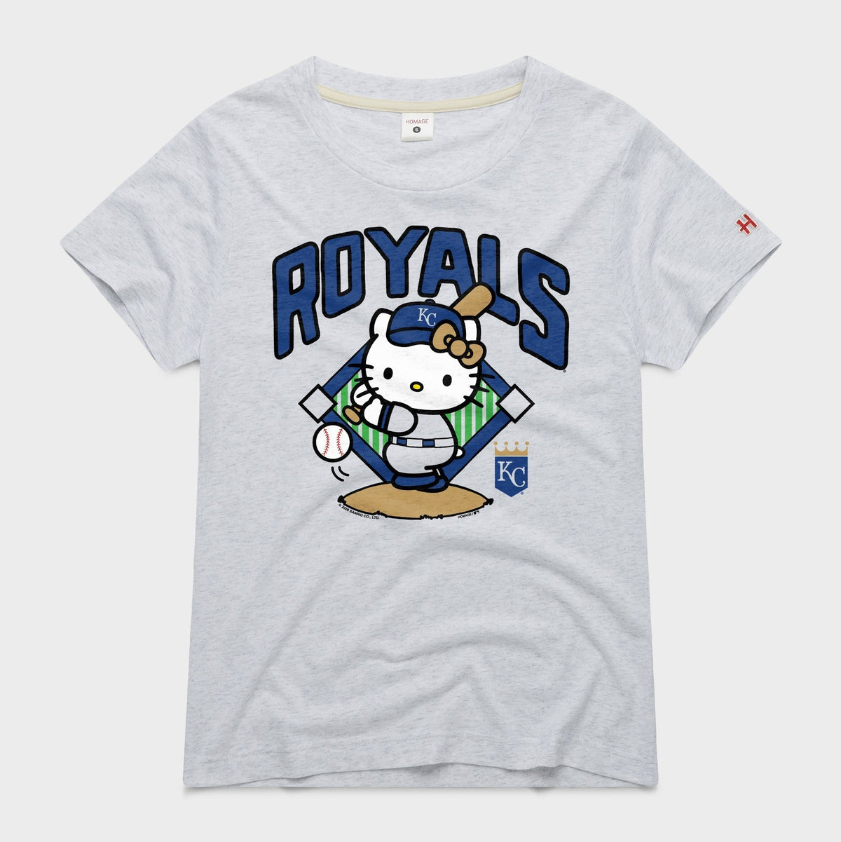 Hello Kitty x Kansas City Royals Swing Tee (Womens) Apparel HOMAGE Ash XS