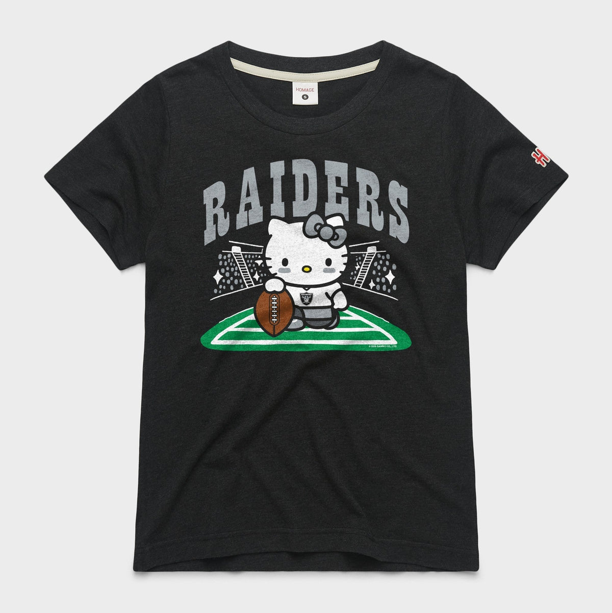 Hello Kitty x Las Vegas Raiders Holder Tee (Womens) Apparel HOMAGE Charcoal XS