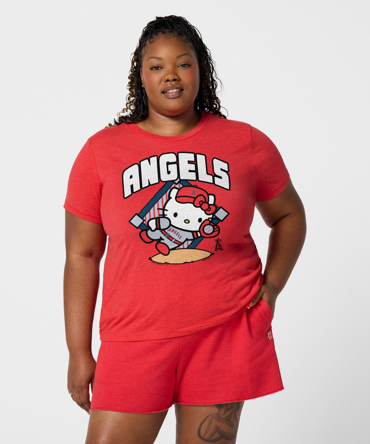 Hello Kitty x Los Angeles Angels Catch Tee (Womens) Apparel HOMAGE
