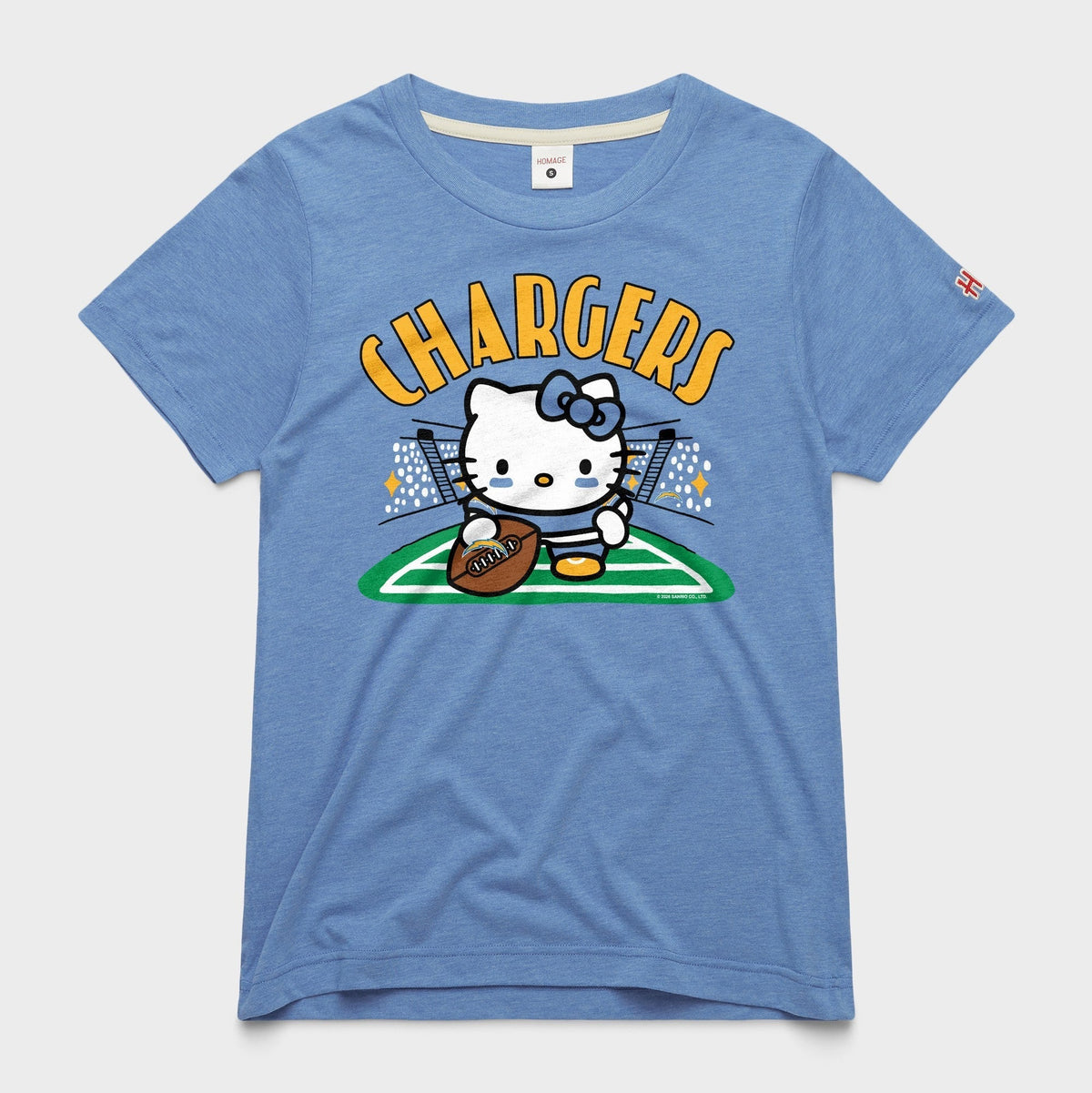 Hello Kitty x Los Angeles Chargers Snap Tee (Womens) Apparel HOMAGE Light Blue XS
