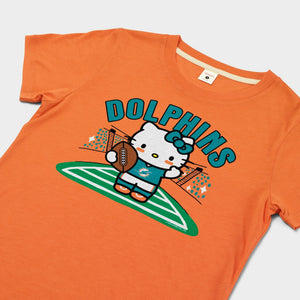 Hello Kitty x Miami Dolphins Football Tee (Womens) Apparel HOMAGE