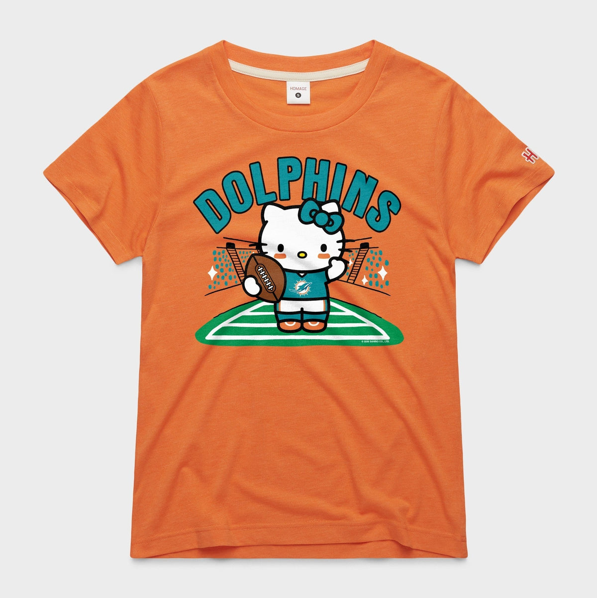 Hello Kitty x Miami Dolphins Football Tee (Womens) Apparel HOMAGE Orange XS