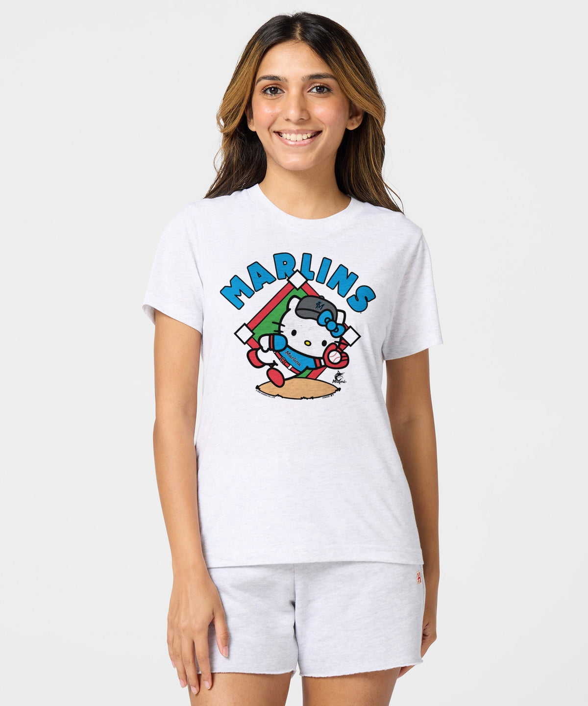 Hello Kitty x Miami Marlins Catch Tee (Womens) Apparel HOMAGE