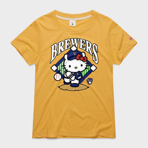 Hello Kitty x Milwaukee Brewers Pitch Tee (Womens) Apparel HOMAGE Gold XS