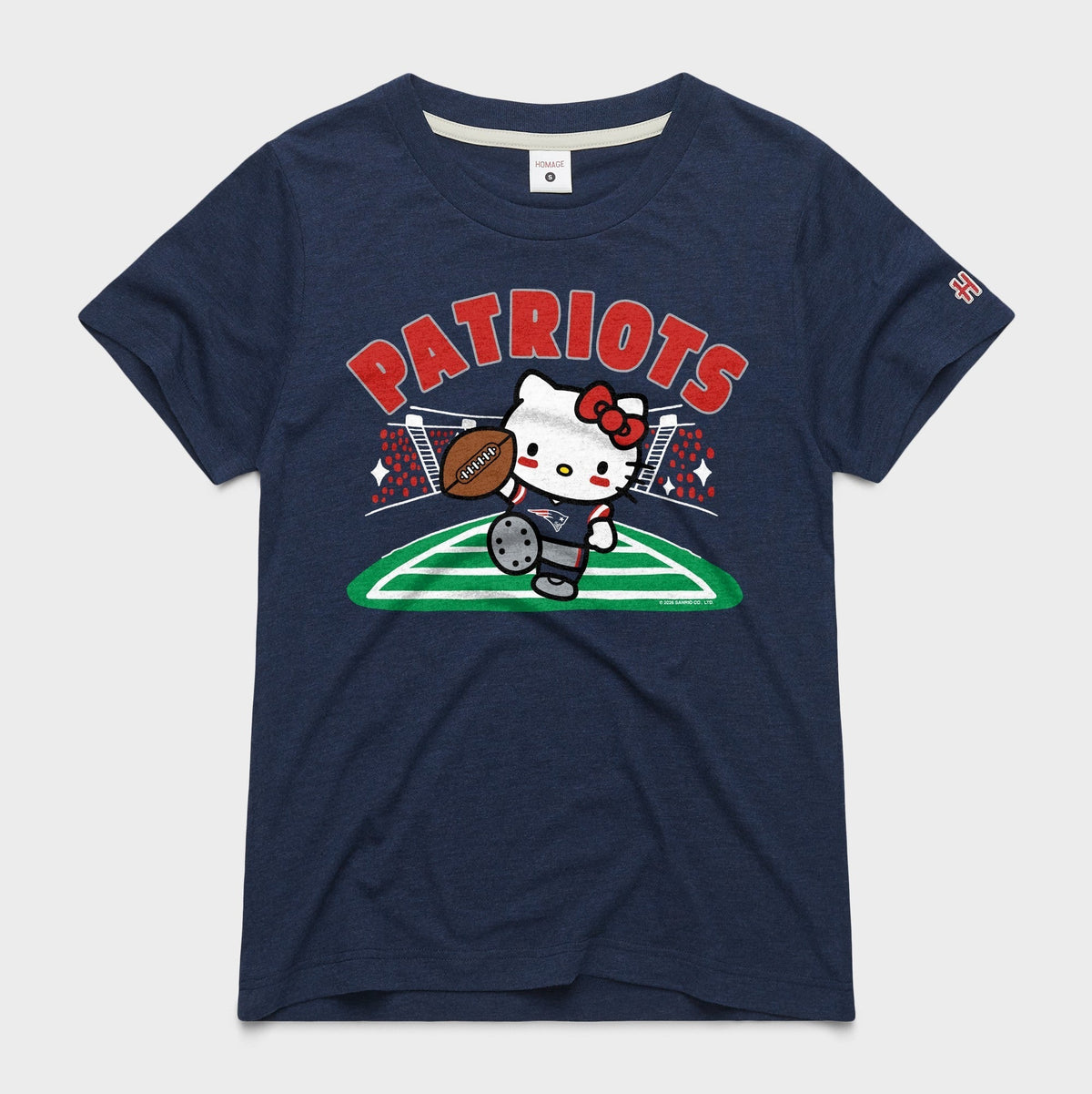 Hello Kitty x New England Patriots Touchdown Tee (Womens) Apparel HOMAGE Navy XS