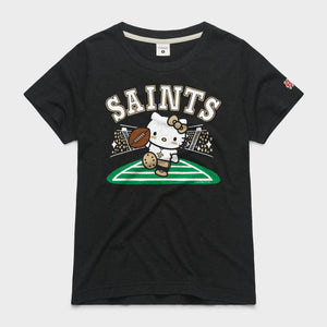 Hello Kitty x New Orleans Saints Touchdown Tee (Womens) Apparel HOMAGE Charcoal XS