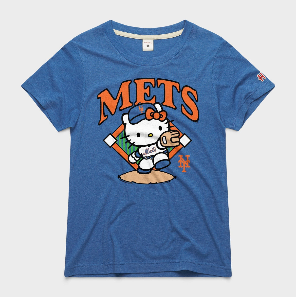 Hello Kitty x New York Mets Throw Tee (Womens) Apparel HOMAGE Royal Blue XS