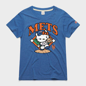Hello Kitty x New York Mets Throw Tee (Womens) Apparel HOMAGE Royal Blue XS