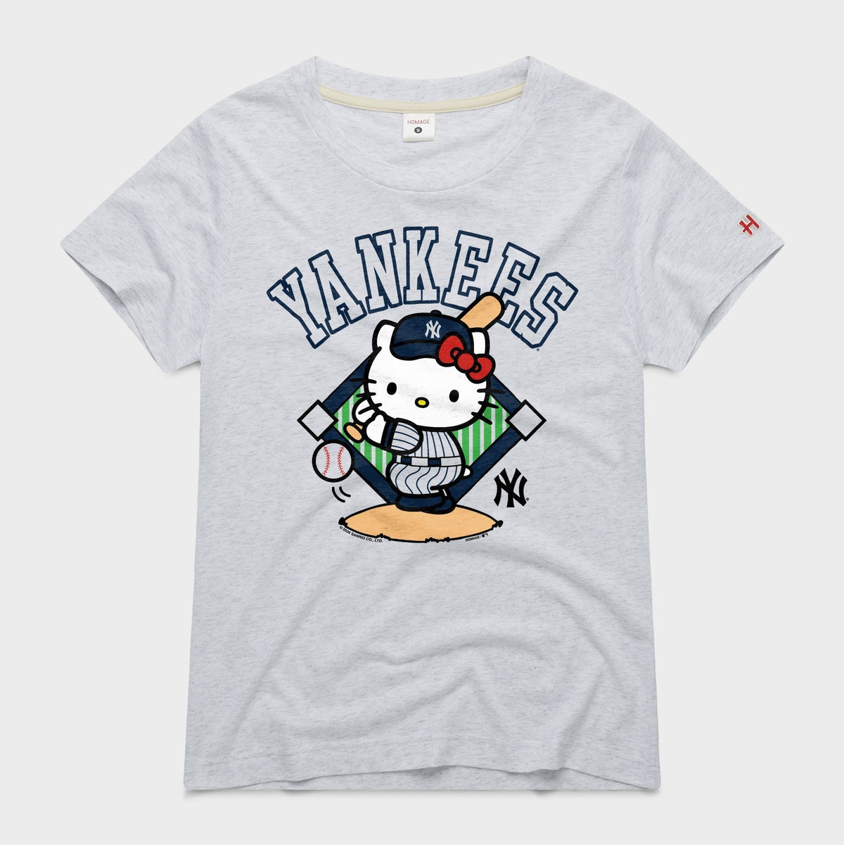 Hello Kitty x New York Yankees Swing Tee (Womens) Apparel HOMAGE Ash XS