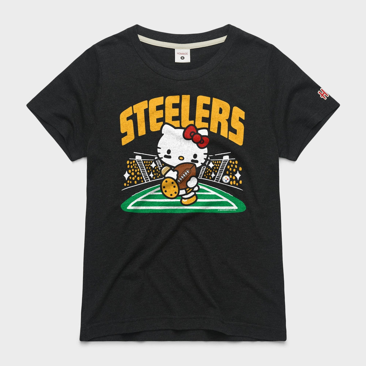 Hello Kitty x Pittsburgh Steelers Rush Tee (Womens) Apparel HOMAGE Charcoal XS