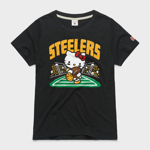 Hello Kitty x Pittsburgh Steelers Rush Tee (Womens) Apparel HOMAGE Charcoal XS