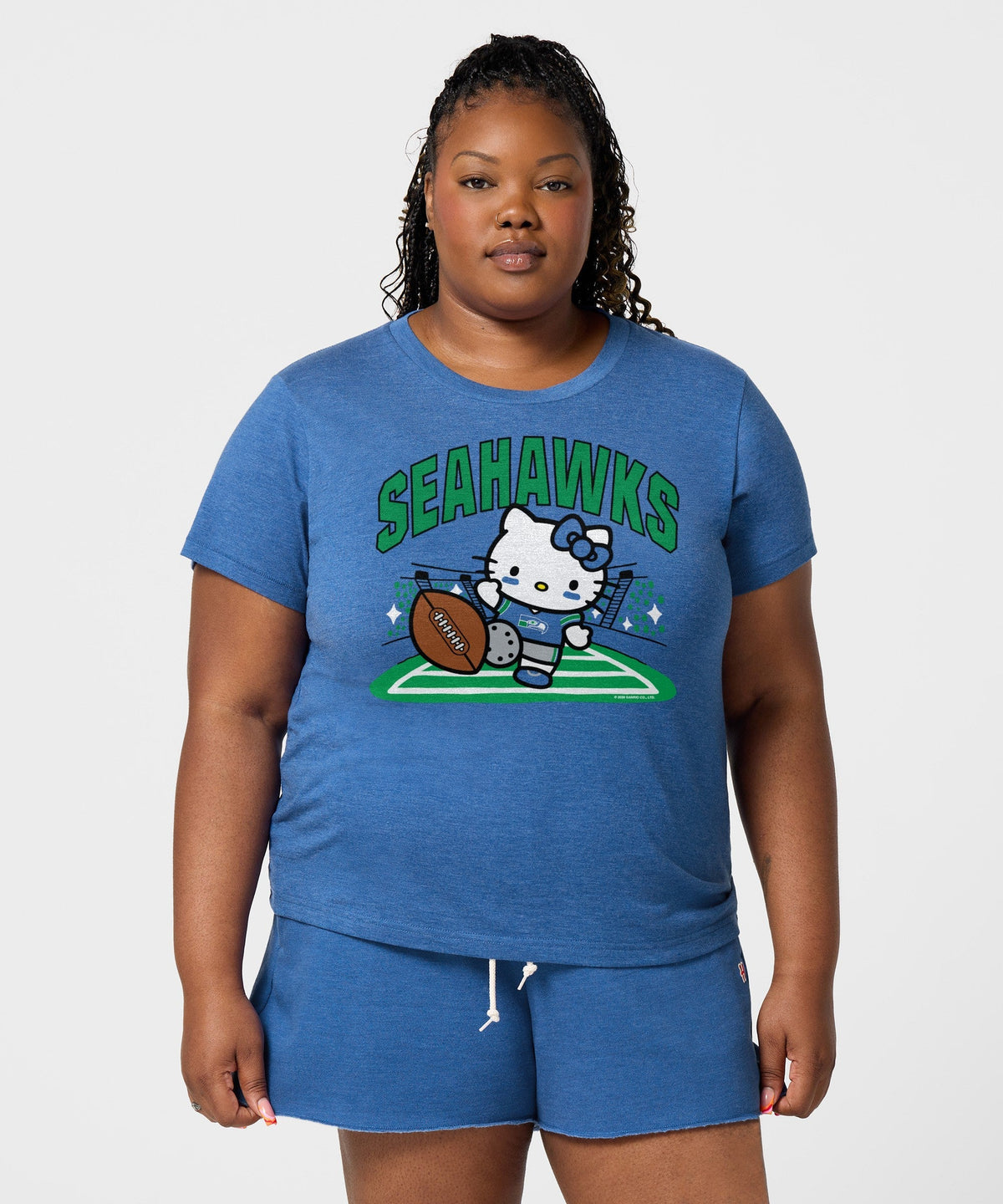 Hello Kitty x Seattle Seahawks Retro Kickoff Tee (Womens) Apparel HOMAGE