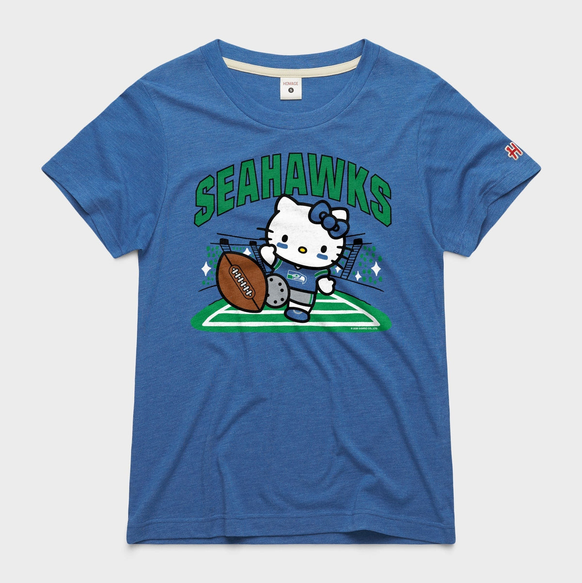 Hello Kitty x Seattle Seahawks Retro Kickoff Tee (Womens) Apparel HOMAGE Royal Blue XS