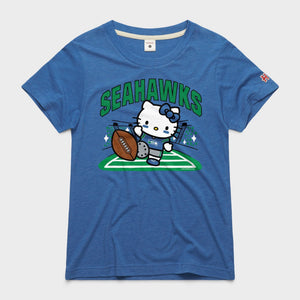 Hello Kitty x Seattle Seahawks Retro Kickoff Tee (Womens) Apparel HOMAGE Royal Blue XS