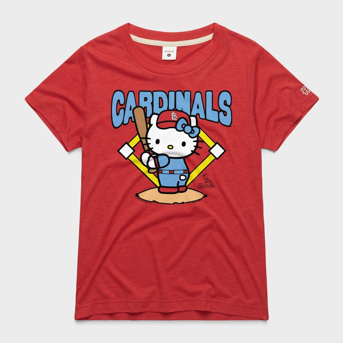 Hello Kitty x St. Louis Cardinals Batter Up Tee (Womens) Apparel HOMAGE Red XS