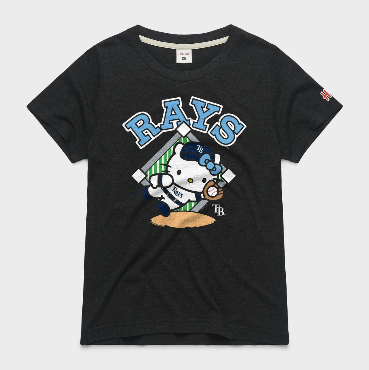Hello Kitty x Tampa Bay Rays Catch Tee (Womens) Apparel HOMAGE Charcoal XS