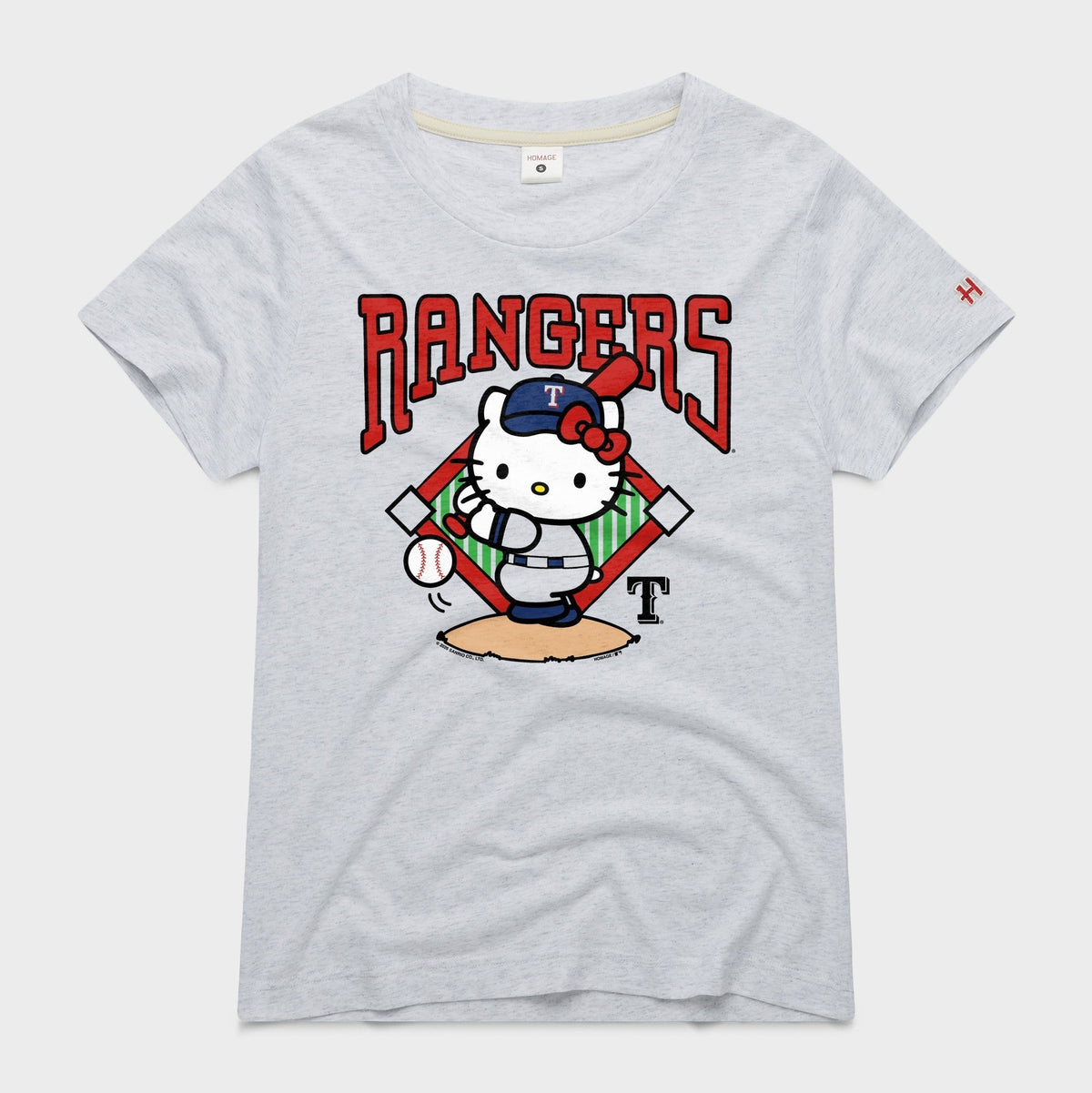 Hello Kitty x Texas Rangers Swing Tee (Womens) Apparel HOMAGE Ash XS