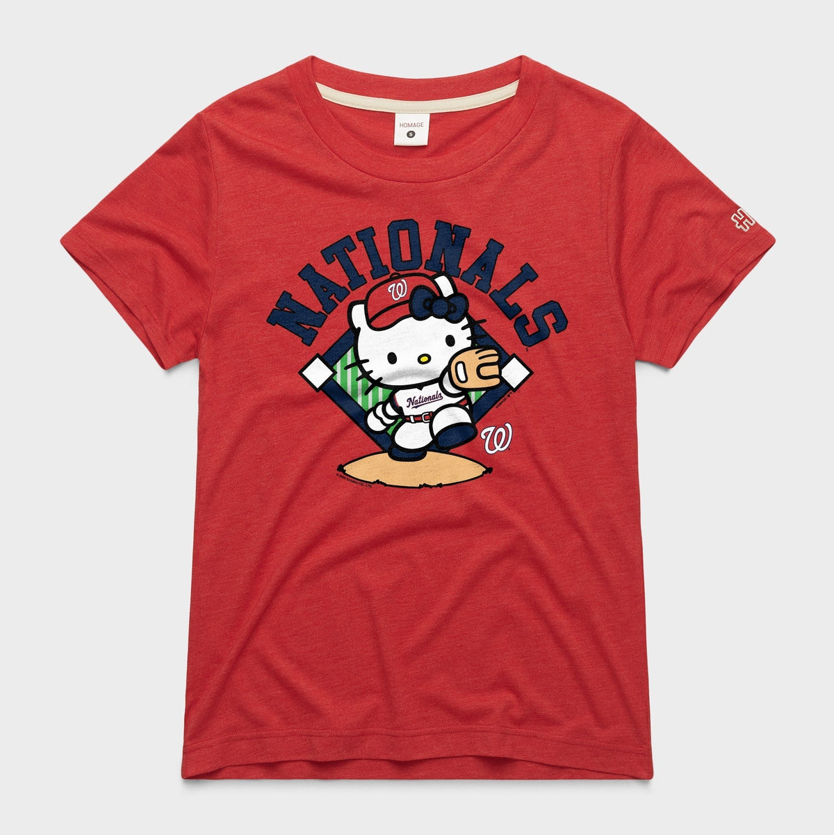 Hello Kitty x Washington Nationals Throw Tee (Womens) Apparel HOMAGE Red XS