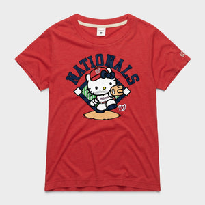 Hello Kitty x Washington Nationals Throw Tee (Womens) Apparel HOMAGE Red XS