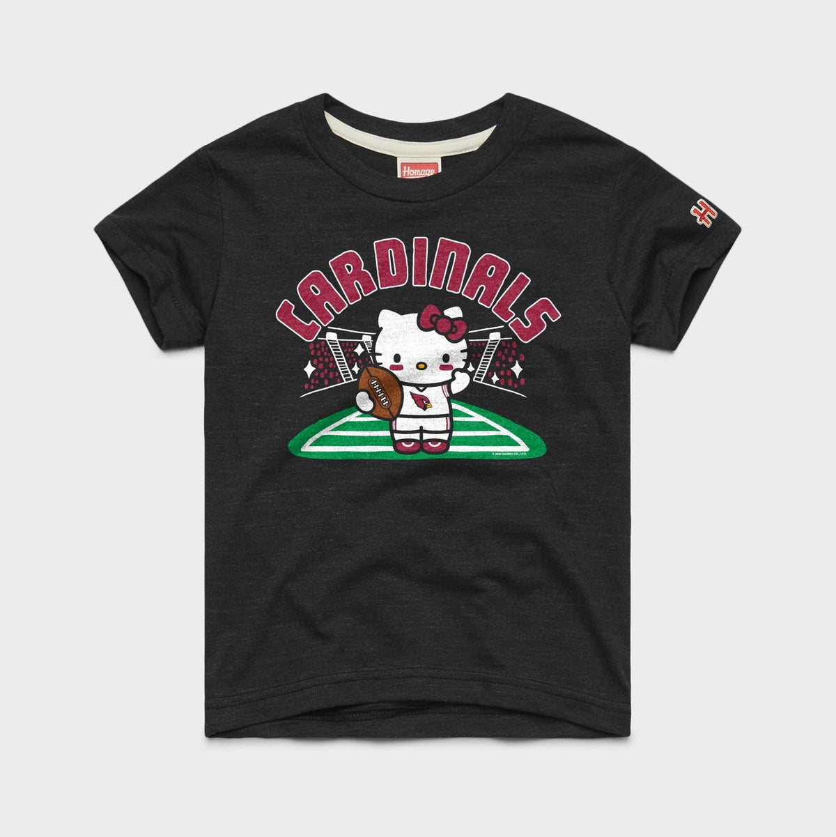 Hello Kitty x Arizona Cardinals Football Tee (Youth) Apparel HOMAGE Charcoal Y2