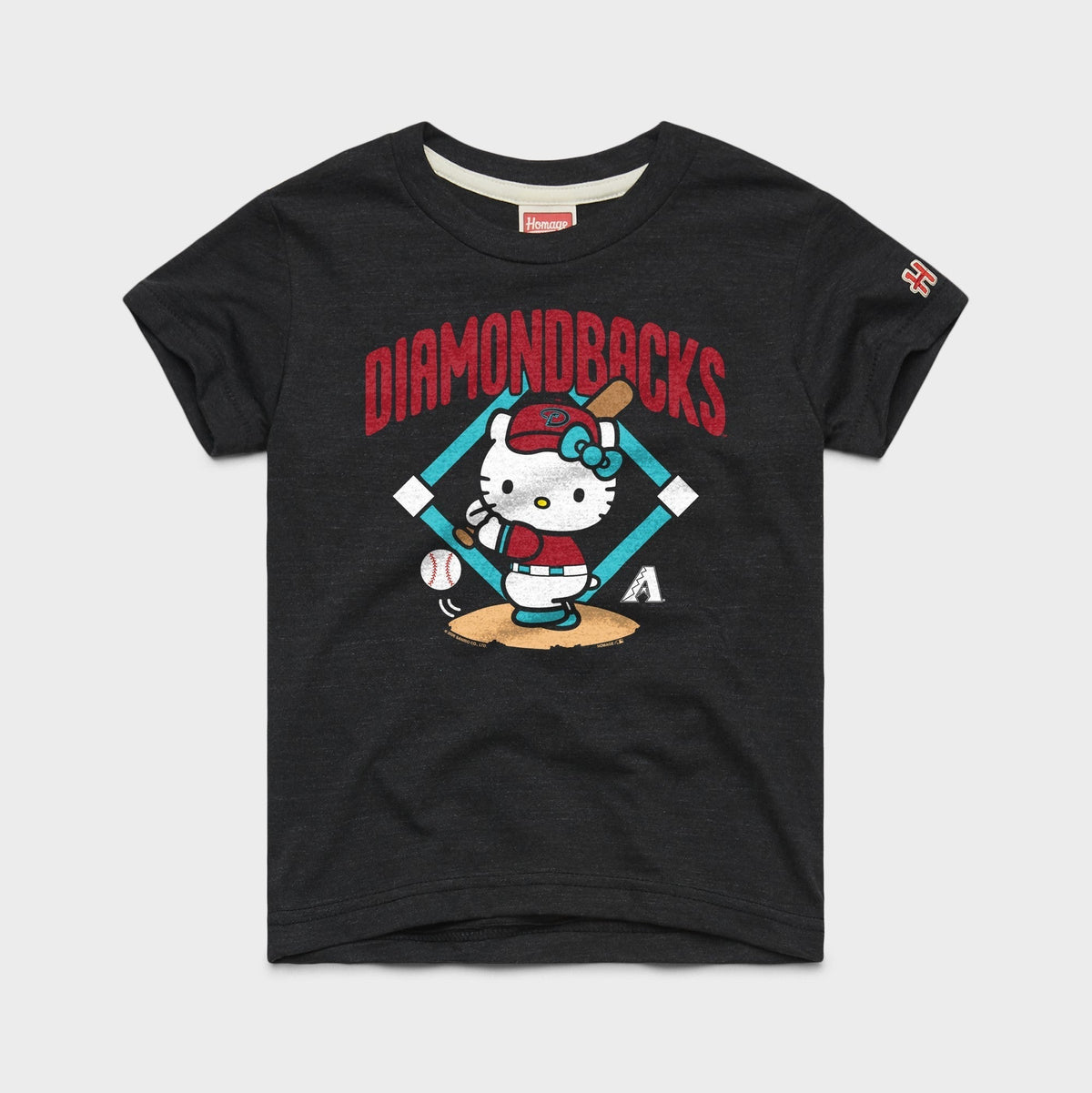 Hello Kitty x Arizona Diamondbacks Swing Tee (Youth) Apparel HOMAGE Charcoal Y2