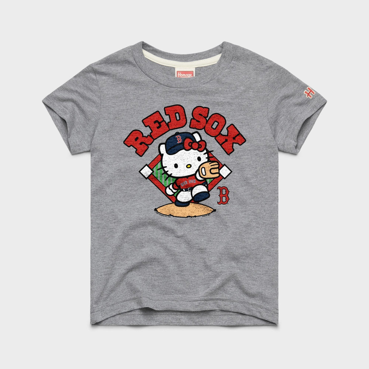 Hello Kitty x Boston Red Sox Throw Tee (Youth) Apparel HOMAGE Grey Y2