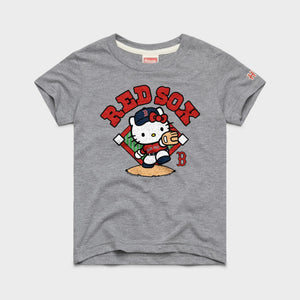 Hello Kitty x Boston Red Sox Throw Tee (Youth) Apparel HOMAGE Grey Y2