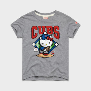 Hello Kitty x Chicago Cubs Pitch Tee (Youth) Apparel HOMAGE Grey Y2