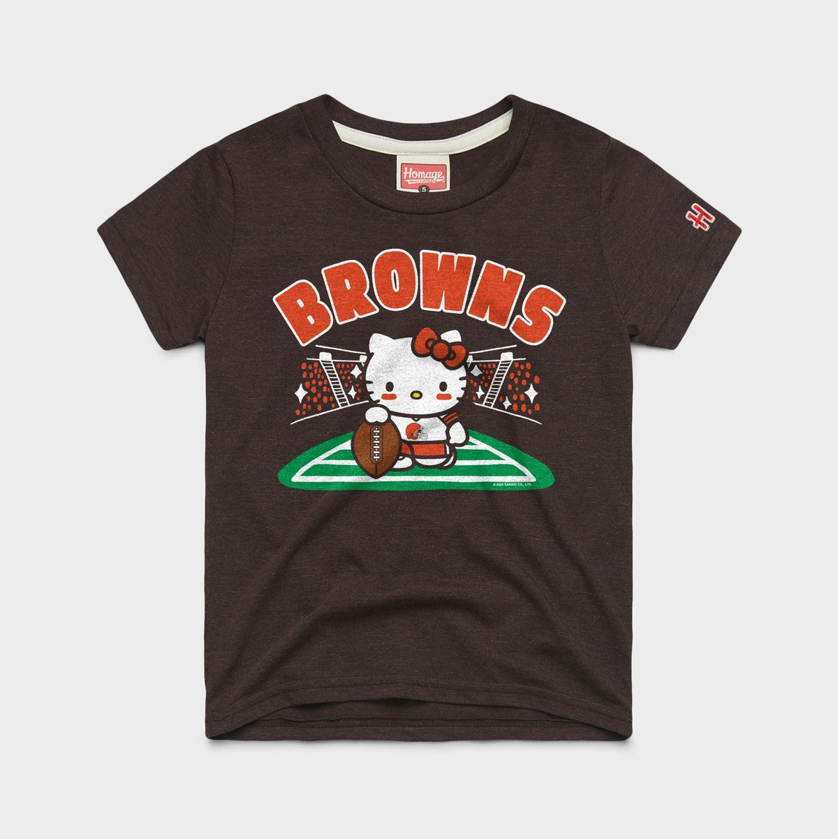 Hello Kitty x Cleveland Browns Holder Tee (Youth) Apparel HOMAGE Brown Y2