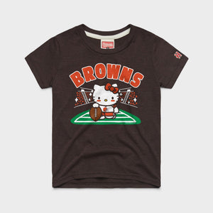 Hello Kitty x Cleveland Browns Holder Tee (Youth) Apparel HOMAGE Brown Y2