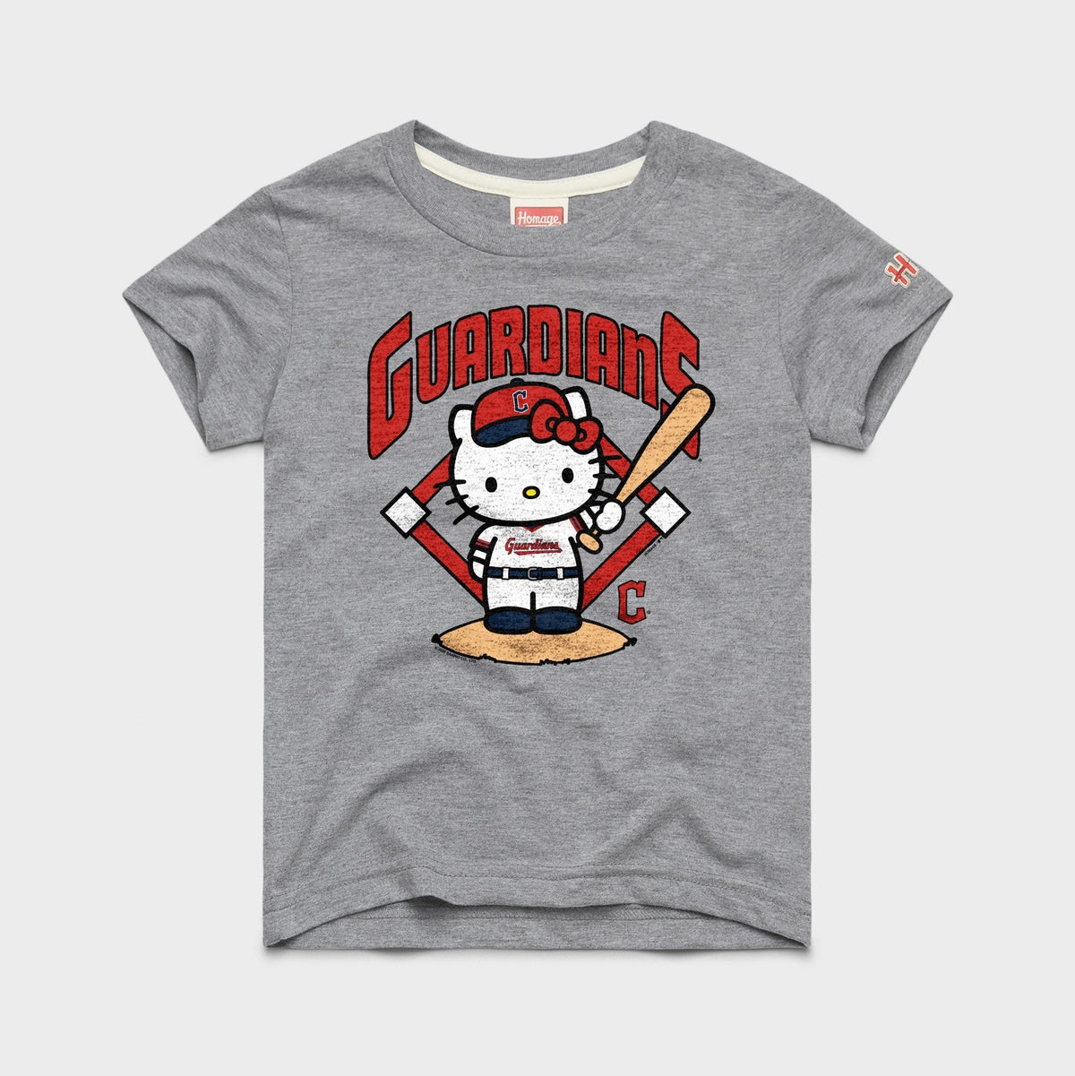 Hello Kitty x Cleveland Guardians Batter Tee (Youth) Apparel HOMAGE Grey Y2
