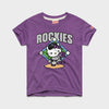 Hello Kitty x Colorado Rockies Throw Tee (Youth) Apparel HOMAGE Royal Purple Y2
