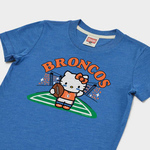 Hello Kitty x Denver Broncos Retro Football Tee (Youth) Apparel HOMAGE