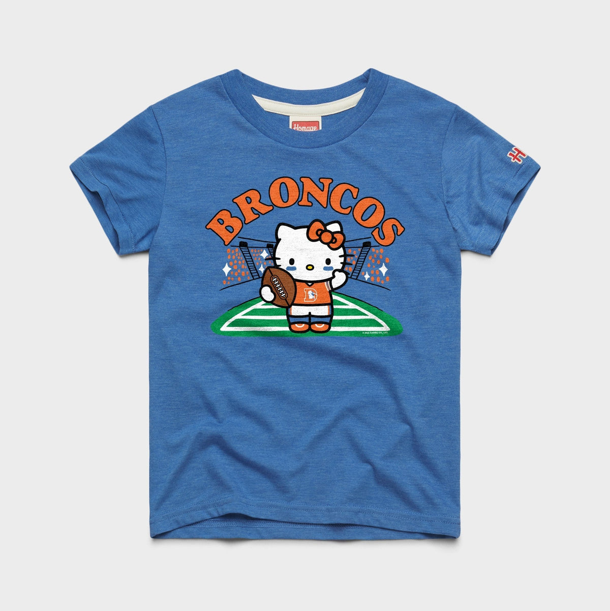 Hello Kitty x Denver Broncos Retro Football Tee (Youth) Apparel HOMAGE Royal Blue Y2